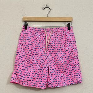 MC2 SAINT BARTH Under The Sea Swim Shorts Pink Shark Print Beach Vacay